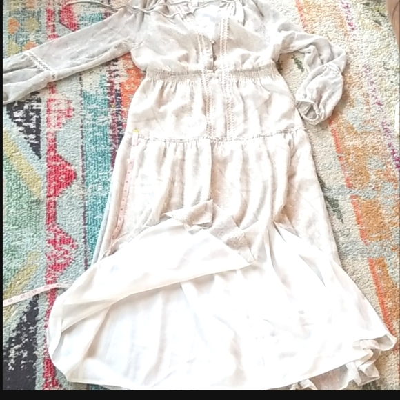 ELLA MOSS Cottagecore Cream Natural Gown Rayon Revolve Chic Hippie Peasant Dress - Picture 10 of 12